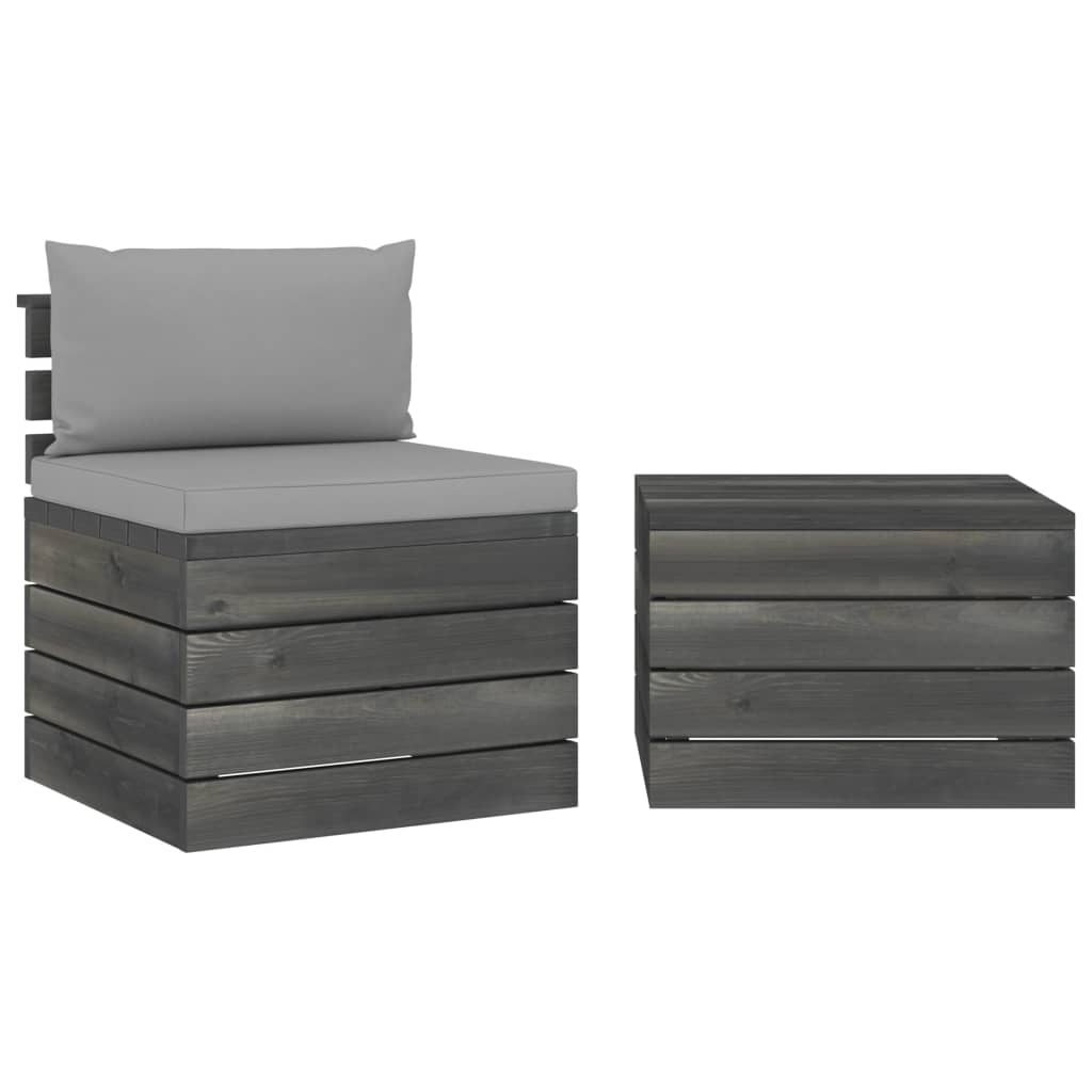 Set Mobilier Grădină Din Paleți, 2 Piese, Cu Perne, Lemn De Pin