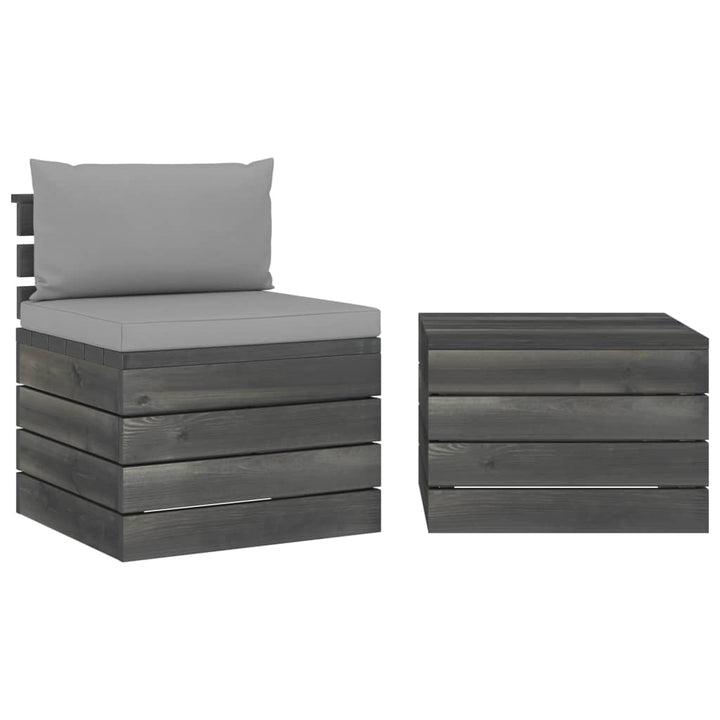 Set Mobilier Grădină Din Paleți, 2 Piese, Cu Perne, Lemn De Pin