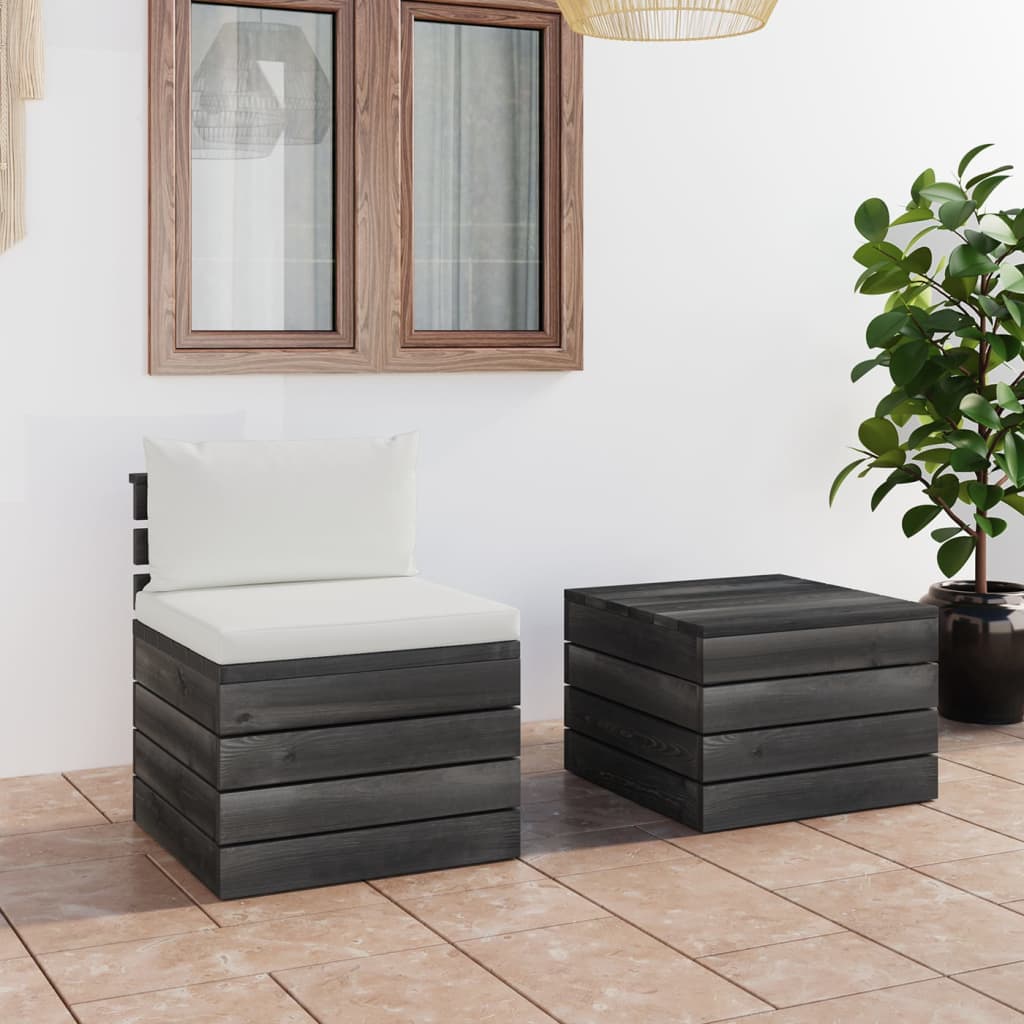 Set Mobilier Grădină Din Paleți, 2 Piese, Cu Perne, Lemn De Pin