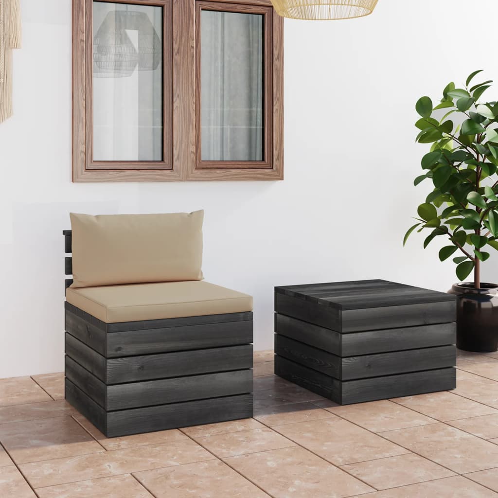 Set Mobilier Grădină Din Paleți, 2 Piese, Cu Perne, Lemn De Pin