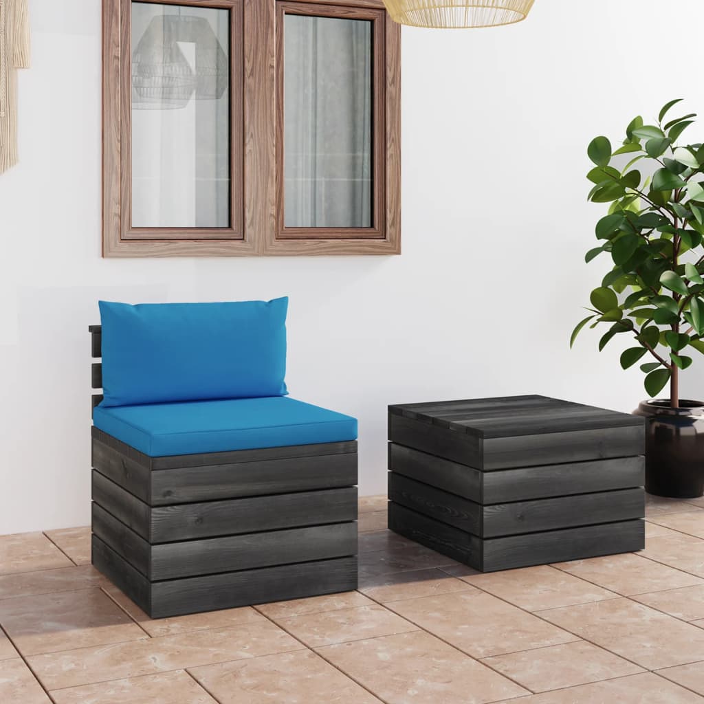 Set Mobilier Grădină Din Paleți, 2 Piese, Cu Perne, Lemn De Pin