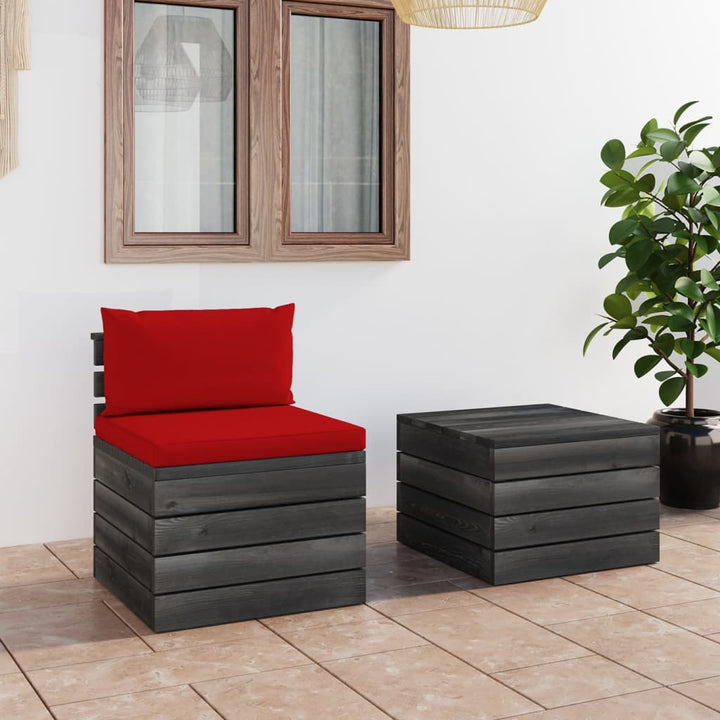 Set Mobilier Grădină Din Paleți, 2 Piese, Cu Perne, Lemn De Pin