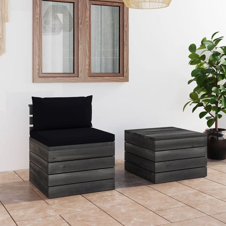 Set Mobilier Grădină Din Paleți, 2 Piese, Cu Perne, Lemn De Pin