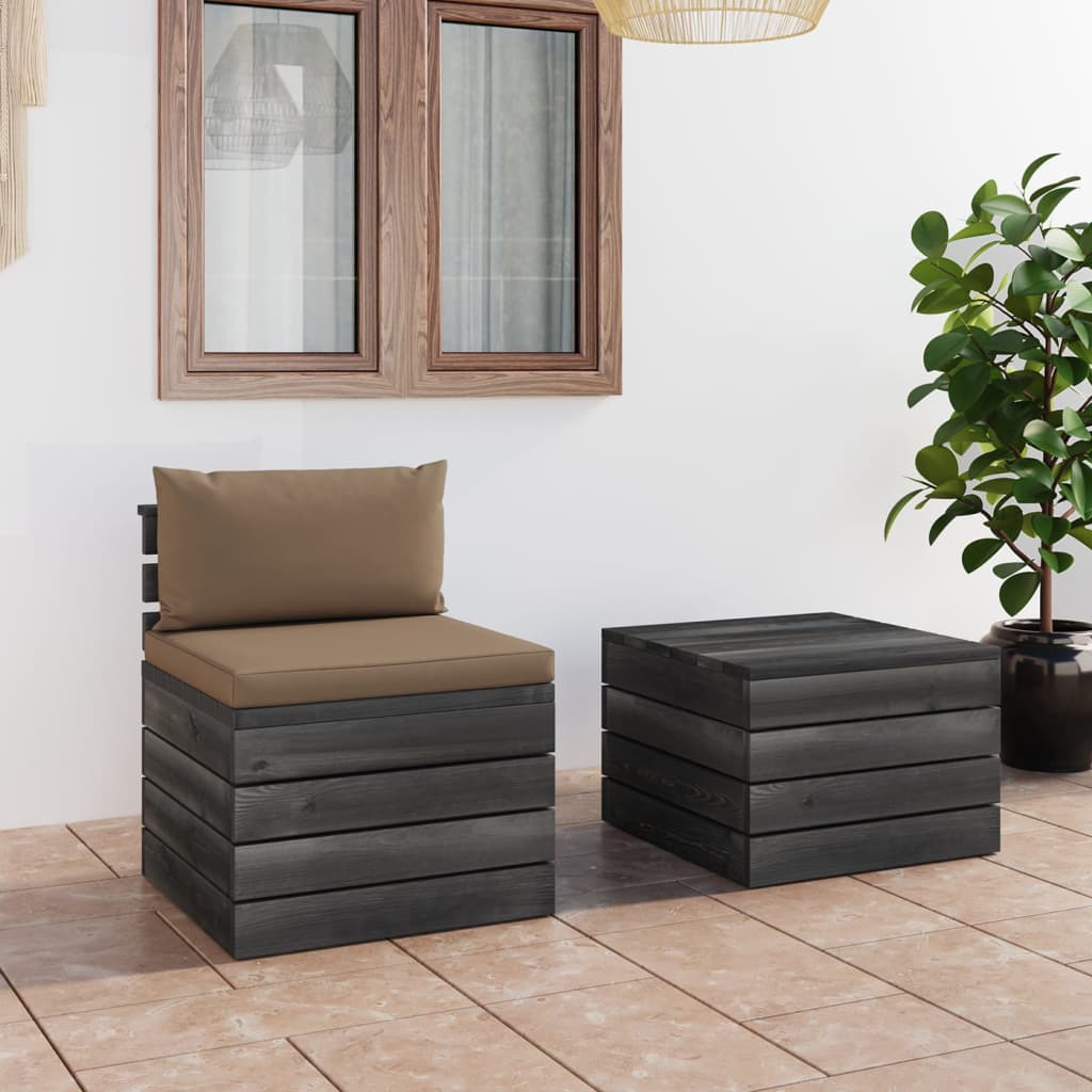Set Mobilier Grădină Din Paleți, 2 Piese, Cu Perne, Lemn De Pin