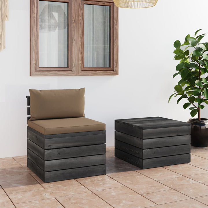 Set Mobilier Grădină Din Paleți, 2 Piese, Cu Perne, Lemn De Pin