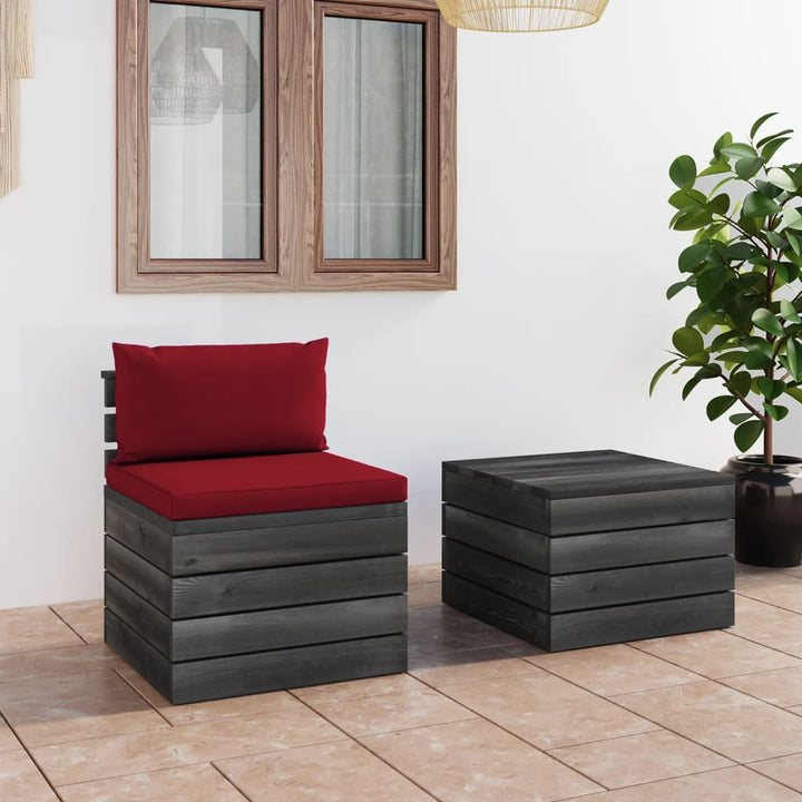 Set Mobilier Grădină Din Paleți, 2 Piese, Cu Perne, Lemn De Pin