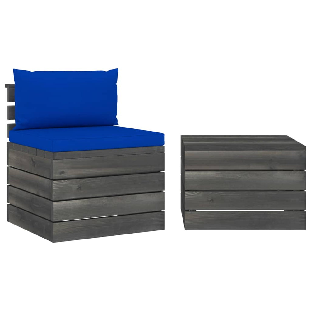 Set Mobilier Grădină Din Paleți, 2 Piese, Cu Perne, Lemn De Pin