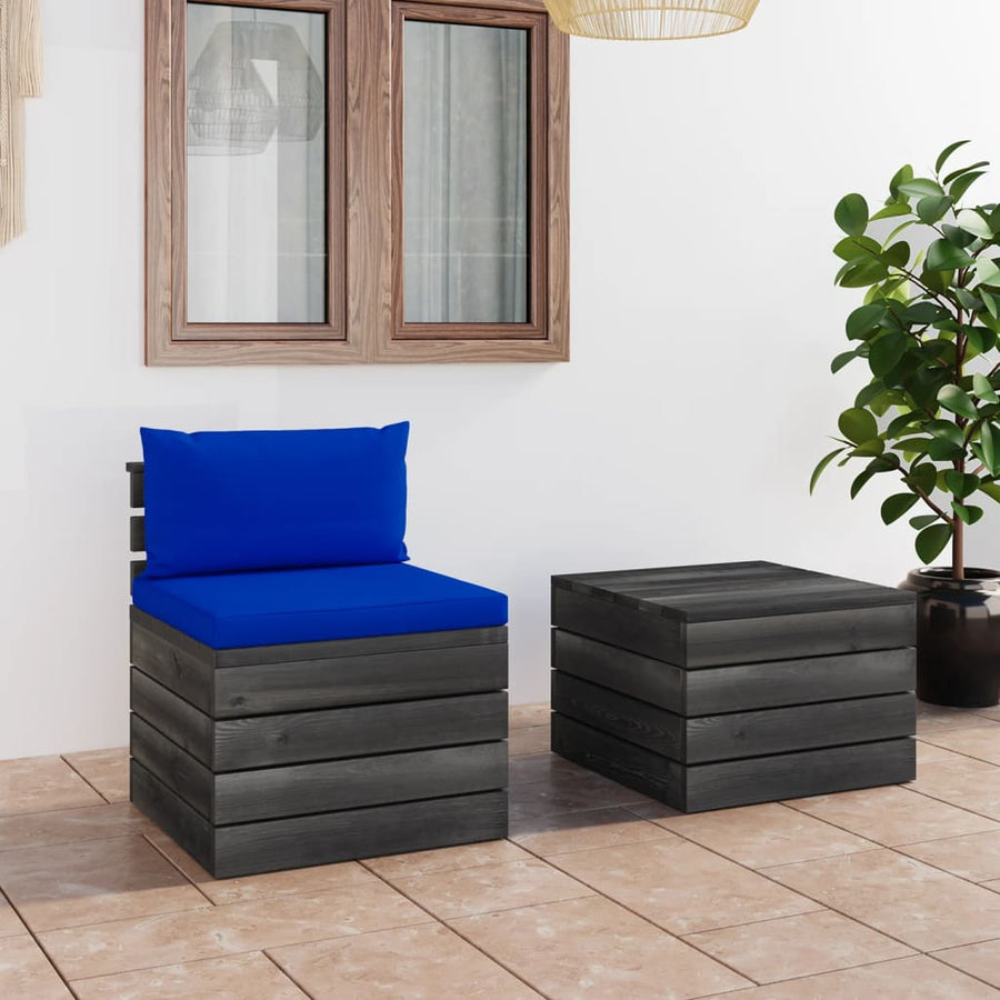 Set Mobilier Grădină Din Paleți, 2 Piese, Cu Perne, Lemn De Pin