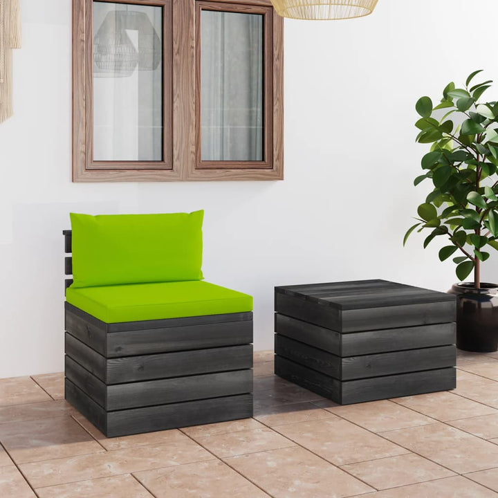 Set Mobilier Grădină Din Paleți, 2 Piese, Cu Perne, Lemn De Pin