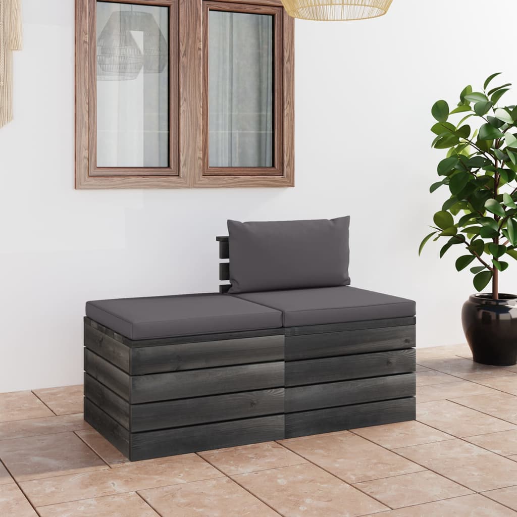 Set Mobilier Grădină Din Paleți, 2 Piese, Cu Perne, Lemn De Pin