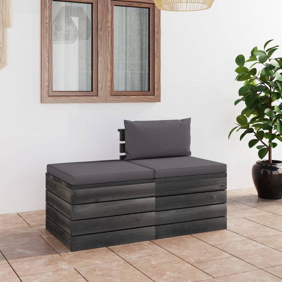 Set Mobilier Grădină Din Paleți, 2 Piese, Cu Perne, Lemn De Pin