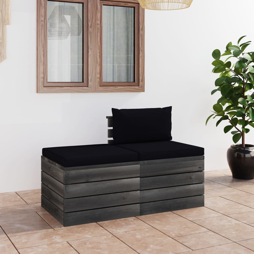 Set Mobilier Grădină Din Paleți, 2 Piese, Cu Perne, Lemn De Pin