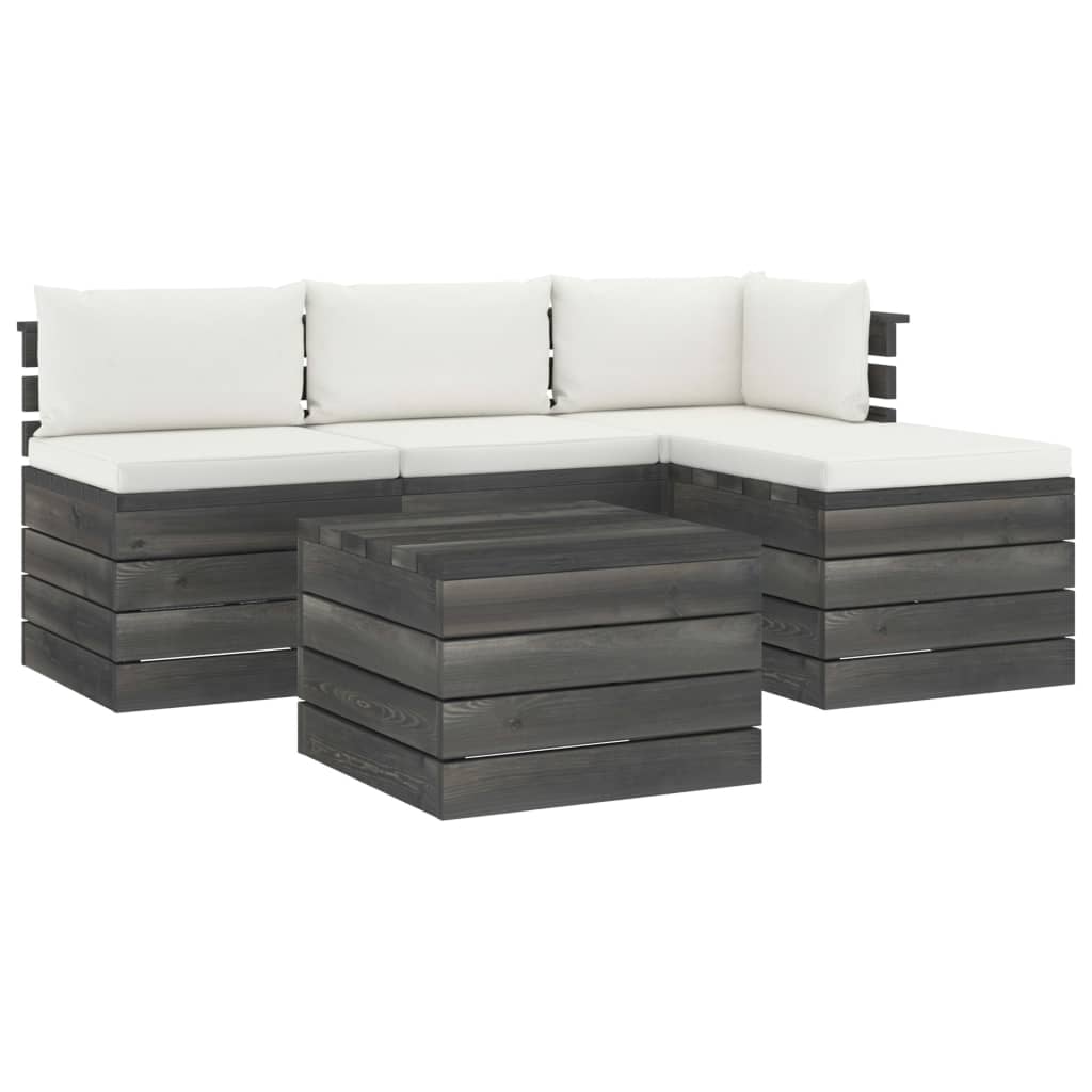 Set Mobilier Grădină Din Paleți Cu Perne, 5 Piese, Lemn De Pin