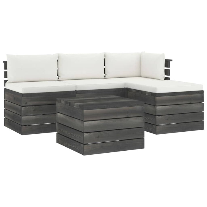 Set Mobilier Grădină Din Paleți Cu Perne, 5 Piese, Lemn De Pin