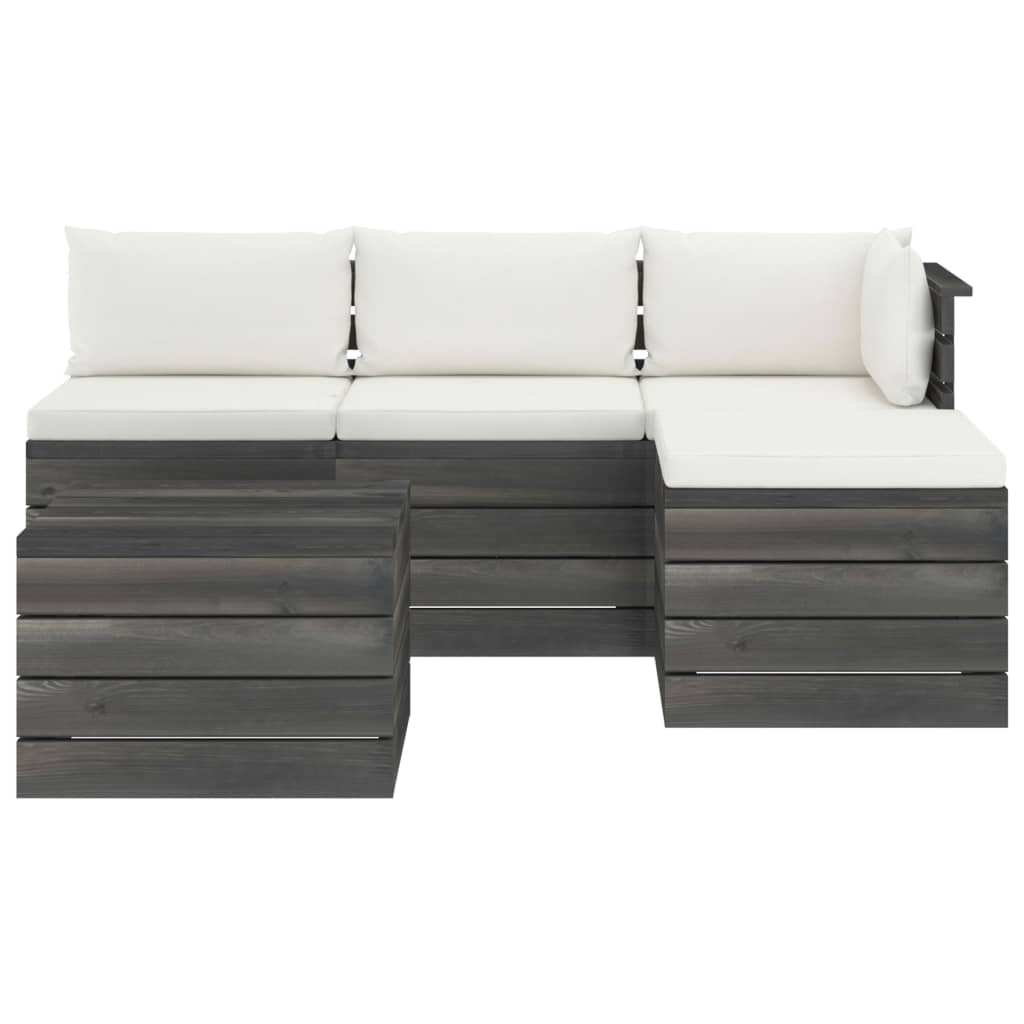 Set Mobilier Grădină Din Paleți Cu Perne, 5 Piese, Lemn De Pin