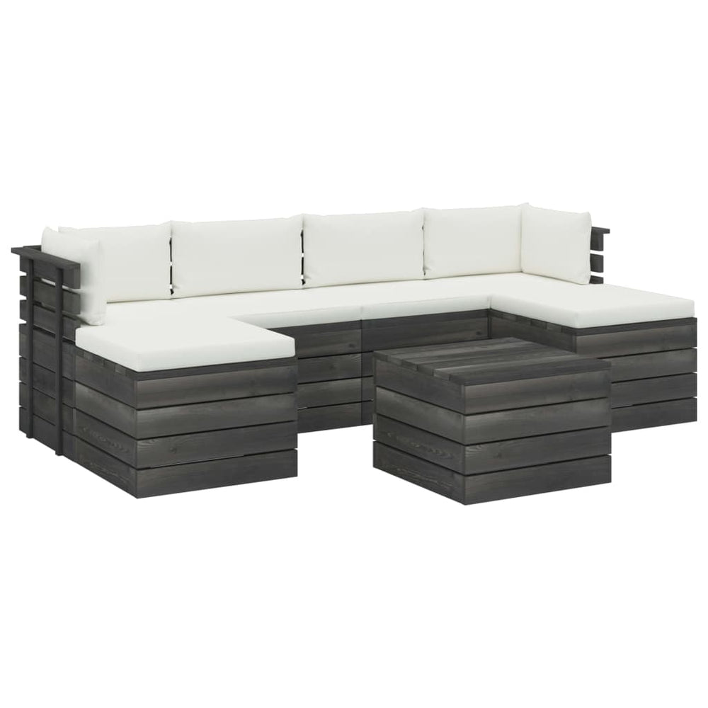 Set Mobilier Grădină Paleți Cu Perne 7 Piese Lemn Masiv Pin