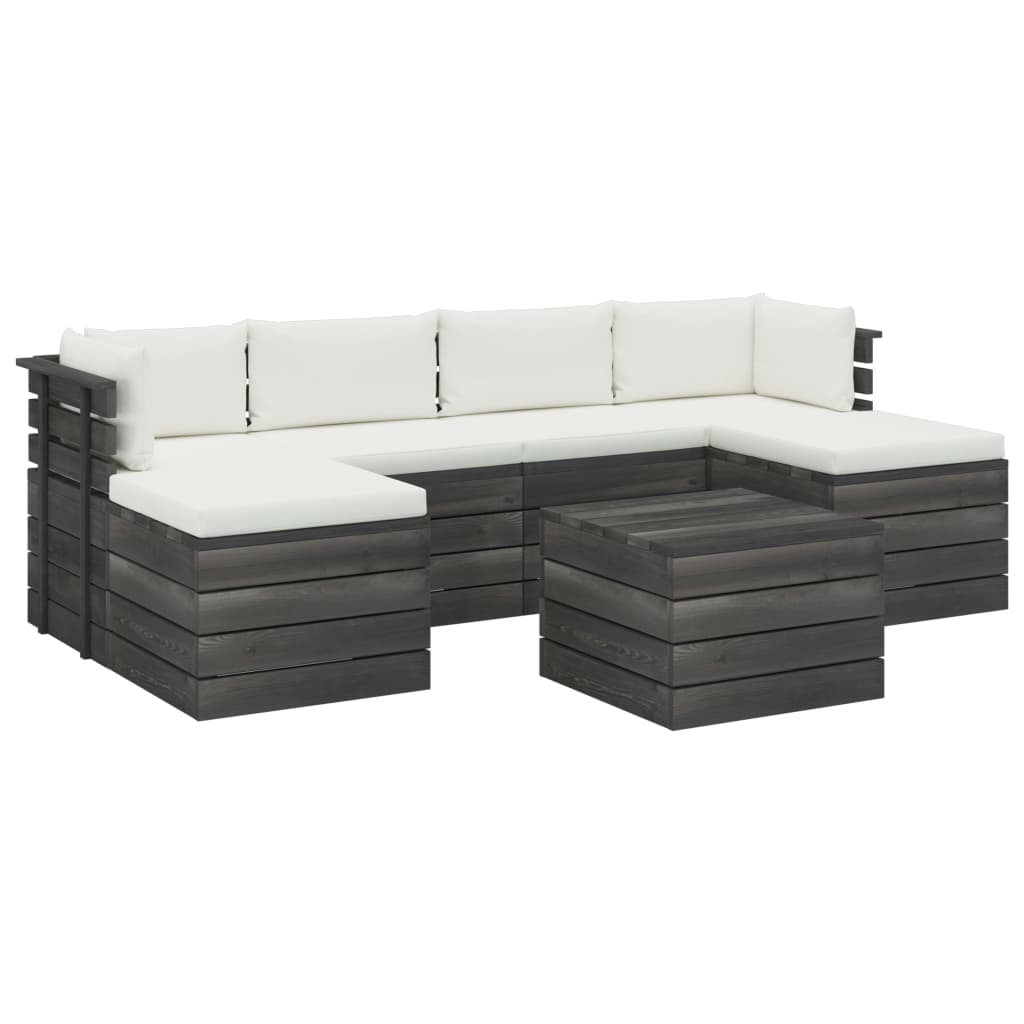 Set Mobilier Grădină Paleți Cu Perne 7 Piese Lemn Masiv Pin