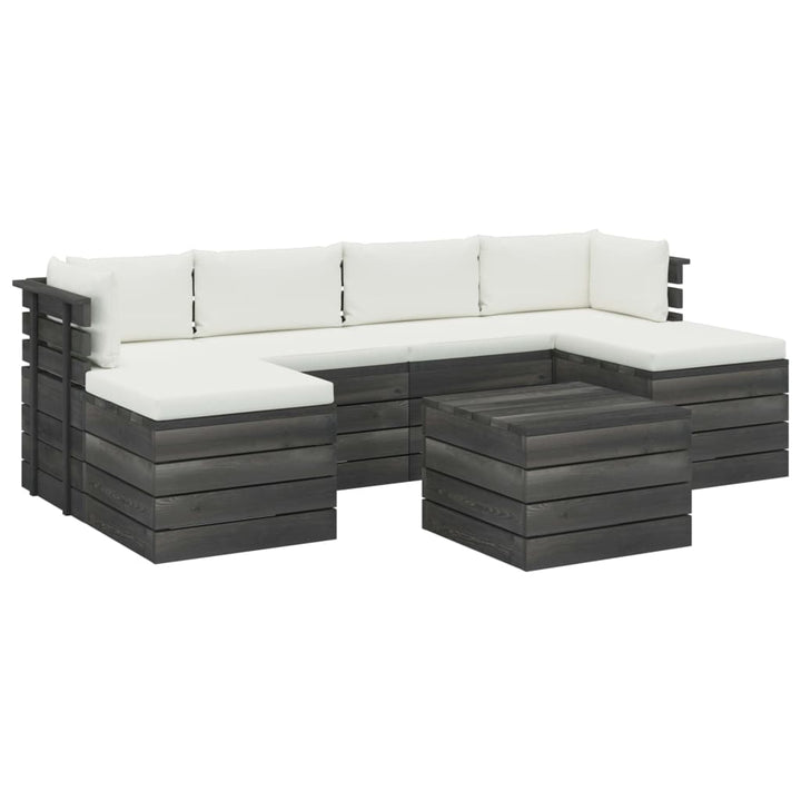 Set Mobilier Grădină Paleți Cu Perne 7 Piese Lemn Masiv Pin
