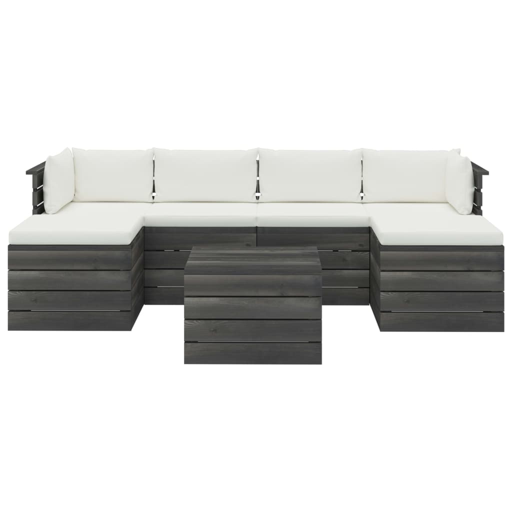 Set Mobilier Grădină Paleți Cu Perne 7 Piese Lemn Masiv Pin