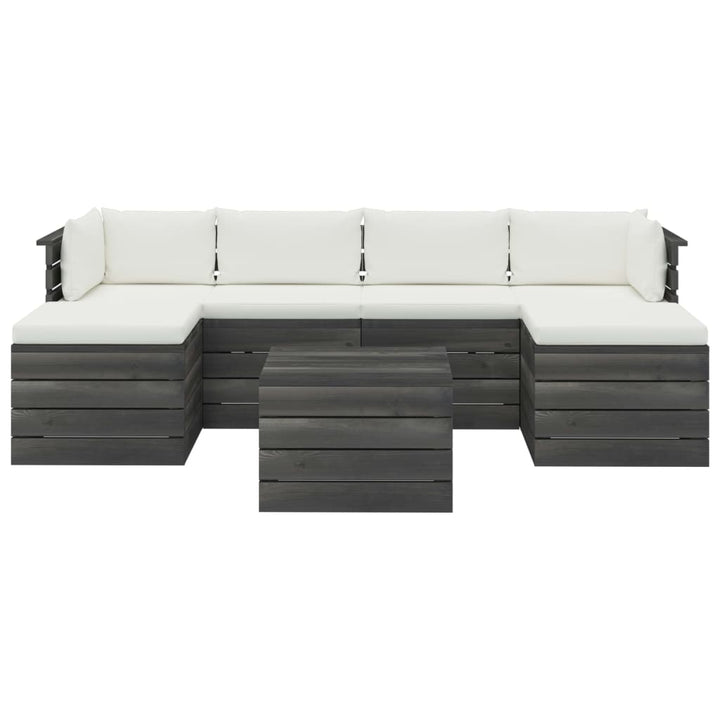 Set Mobilier Grădină Paleți Cu Perne 7 Piese Lemn Masiv Pin
