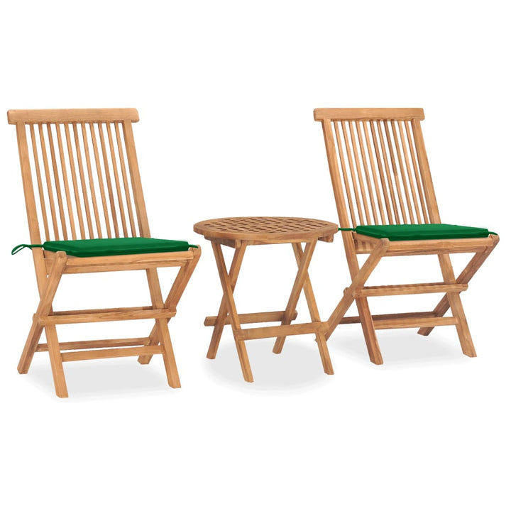 Set Mobilier Exterior Pliabil Cu Perne, 3 Piese, Lemn Masiv Tec