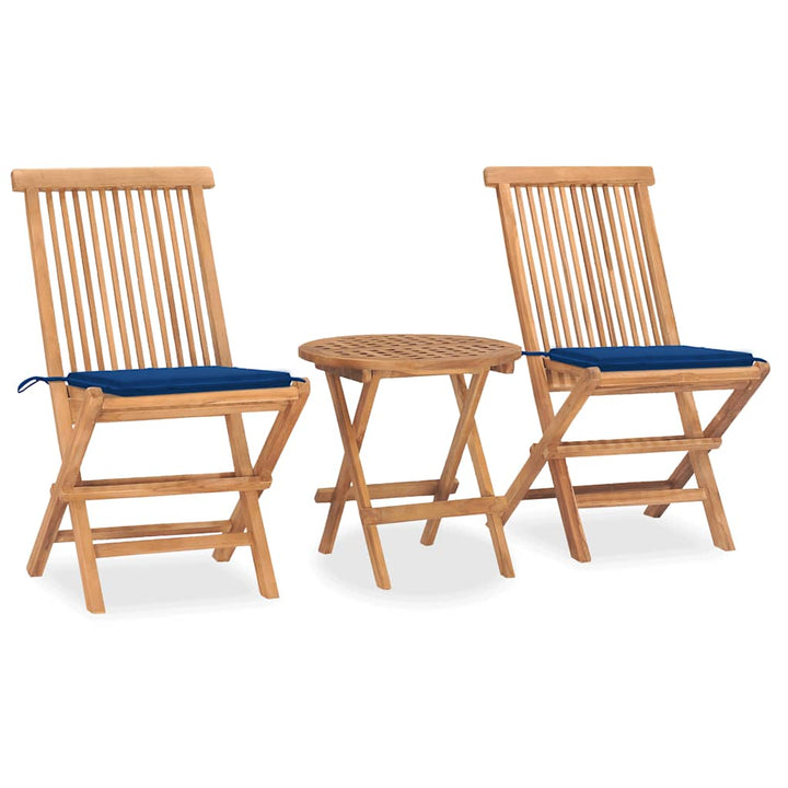 Set Mobilier Exterior Pliabil Cu Perne, 3 Piese, Lemn Masiv Tec