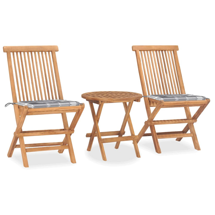 Set Mobilier Exterior Pliabil Cu Perne, 3 Piese, Lemn Masiv Tec
