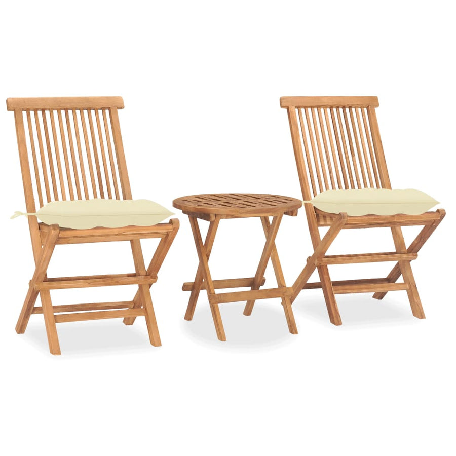 Set Mobilier Pliabil Exterior Cu Perne, 3 Piese, Lemn Masiv Tec