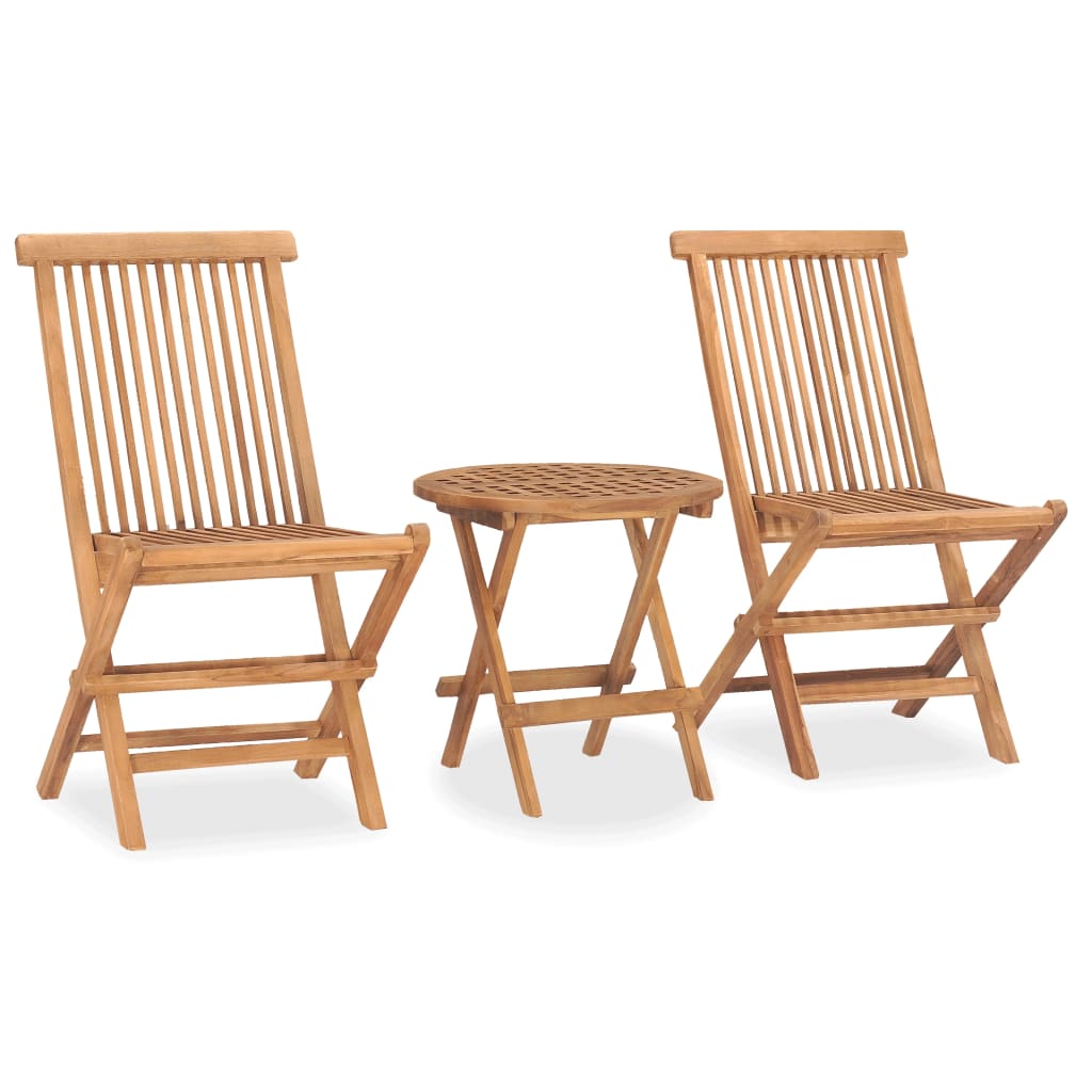 Set Mobilier Pliabil Exterior Cu Perne, 3 Piese, Lemn Masiv Tec