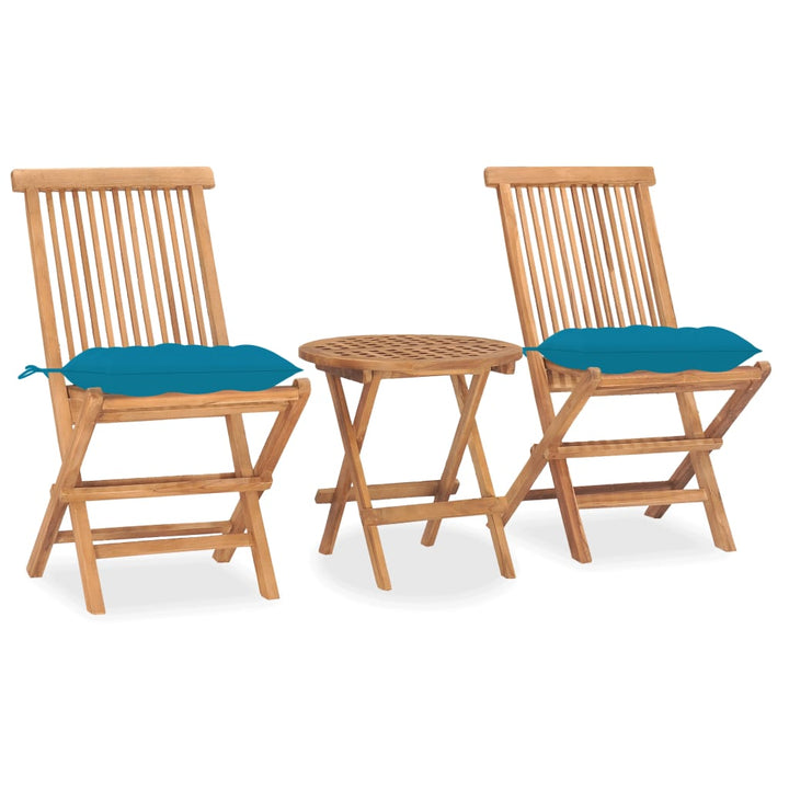 Set Mobilier Pliabil Exterior Cu Perne, 3 Piese, Lemn Masiv Tec