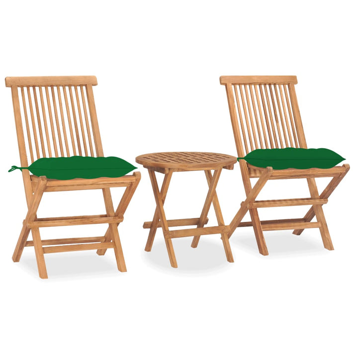 Set Mobilier Pliabil Exterior Cu Perne, 3 Piese, Lemn Masiv Tec