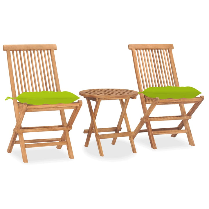 Set Mobilier Pliabil Exterior Cu Perne, 3 Piese, Lemn Masiv Tec