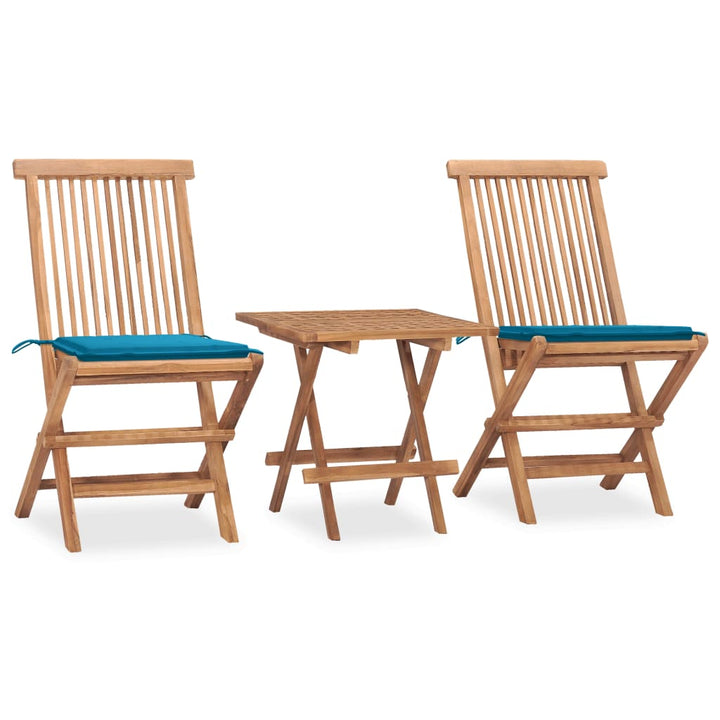 Set Mobilier Exterior Pliabil Cu Perne, 3 Piese, Lemn Masiv Tec