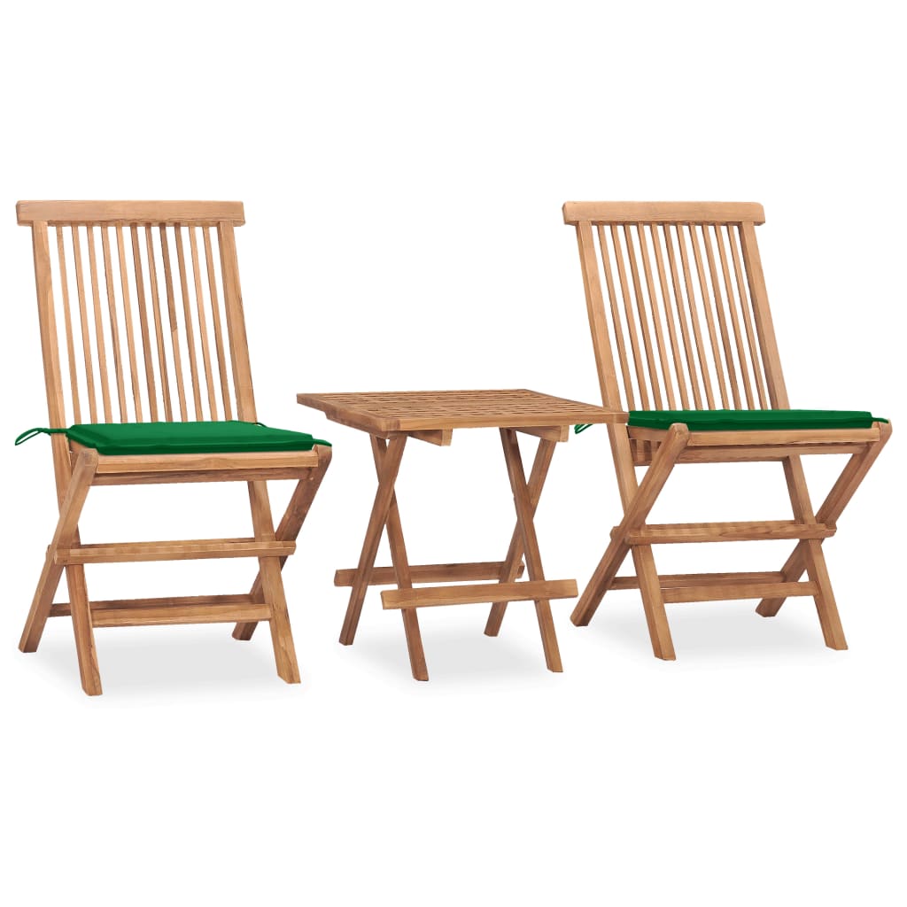 Set Mobilier Exterior Pliabil Cu Perne, 3 Piese, Lemn Masiv Tec