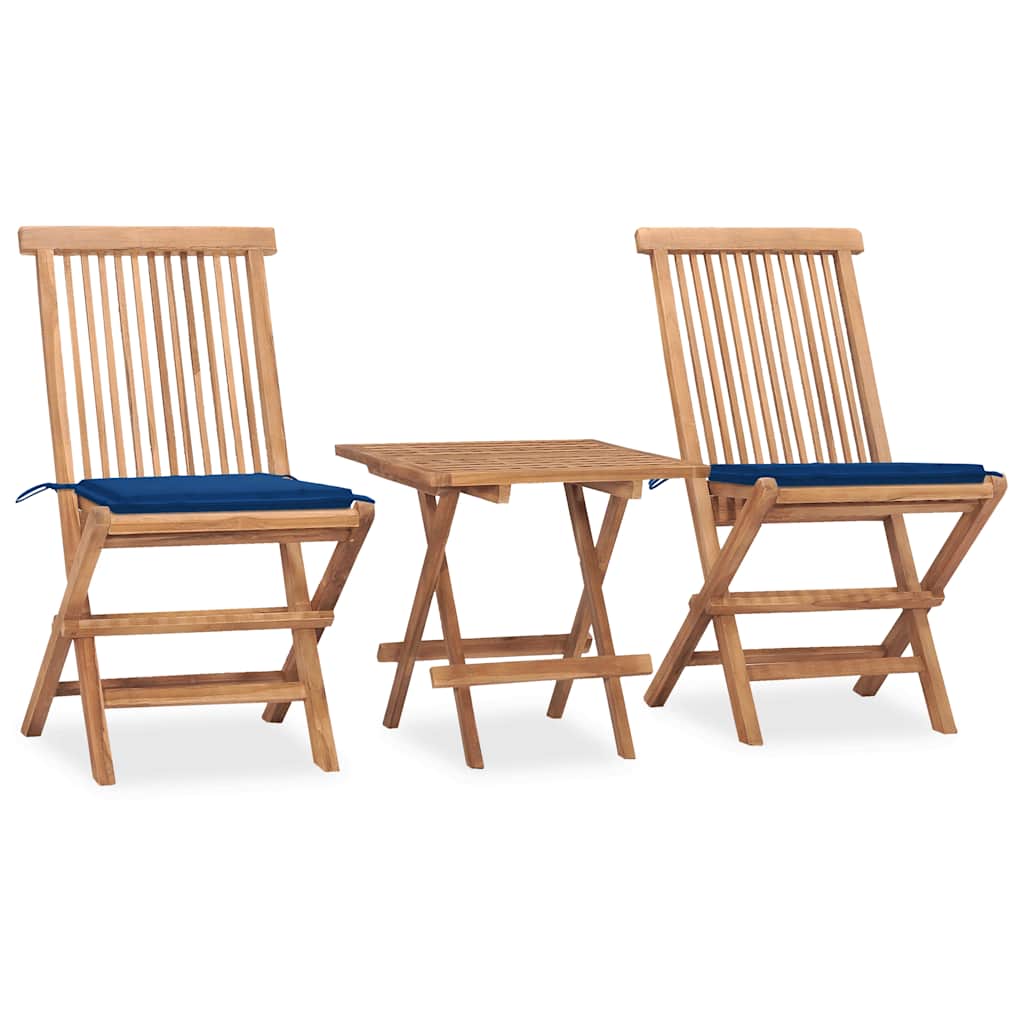 Set Mobilier Exterior Pliabil Cu Perne, 3 Piese, Lemn Masiv Tec