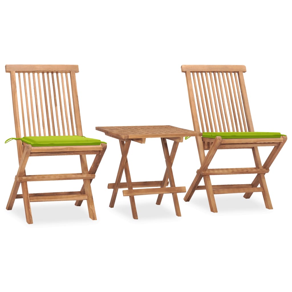 Set Mobilier Exterior Pliabil Cu Perne, 3 Piese, Lemn Masiv Tec