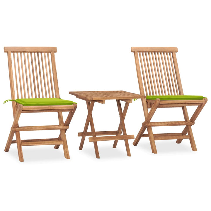 Set Mobilier Exterior Pliabil Cu Perne, 3 Piese, Lemn Masiv Tec