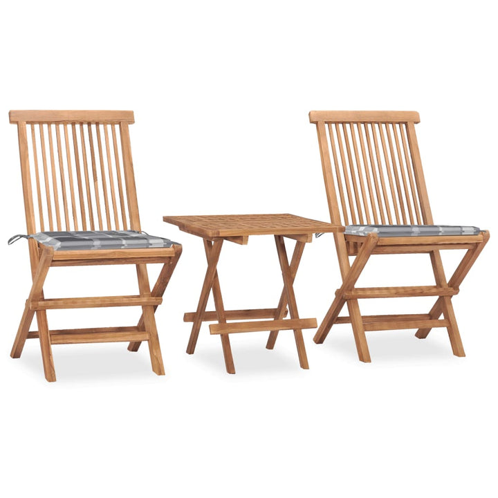 Set Mobilier Exterior Pliabil Cu Perne, 3 Piese, Lemn Masiv Tec