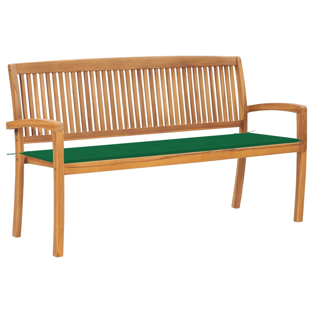 Bancă De Grădină Stivuibilă Cu Pernă, 128,5 Cm, Lemn Masiv Tec