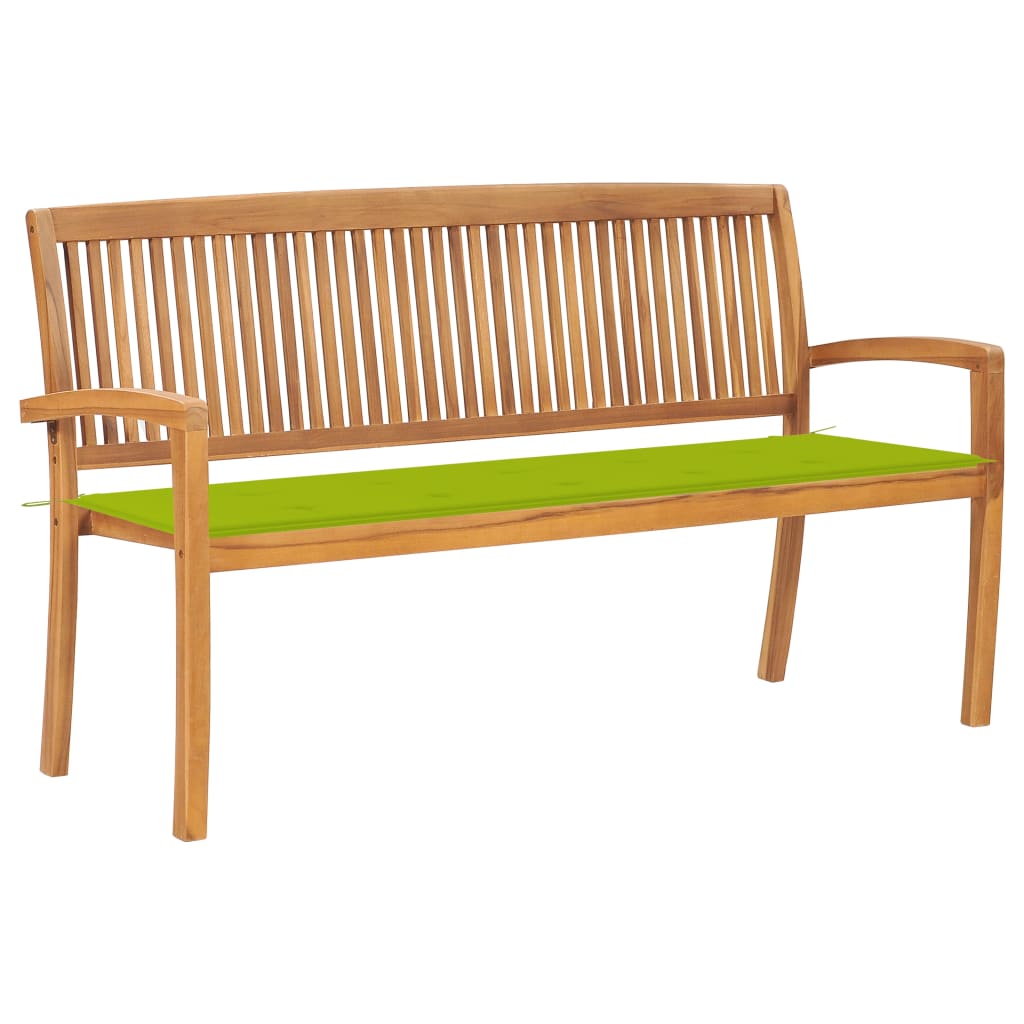 Bancă De Grădină Stivuibilă Cu Pernă, 128,5 Cm, Lemn Masiv Tec