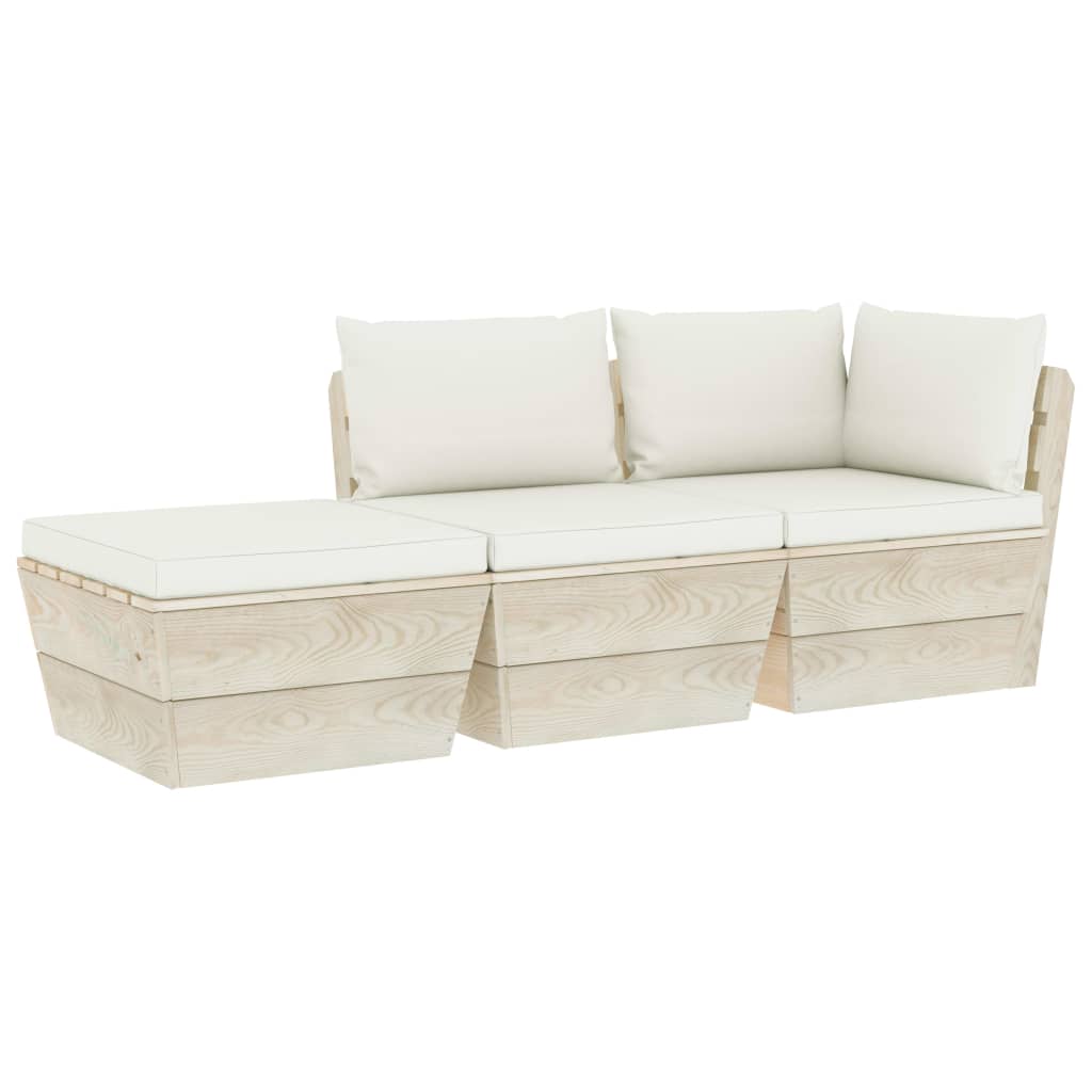 Set Mobilier Grădină Din Paleți Cu Perne, 3 Piese, Lemn Molid