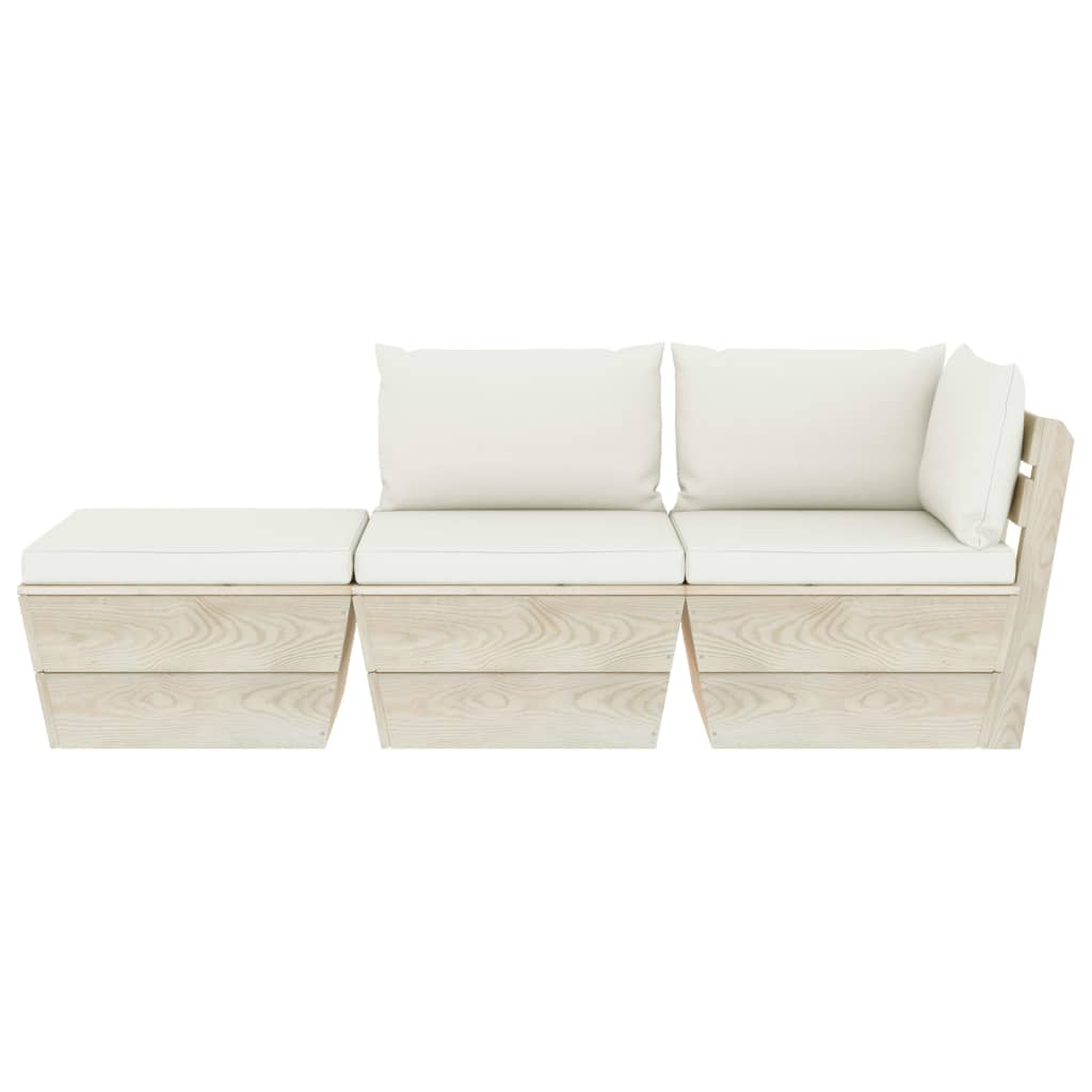 Set Mobilier Grădină Din Paleți Cu Perne, 3 Piese, Lemn Molid
