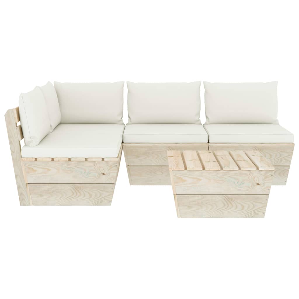 Set Mobilier Grădină Din Paleți Cu Perne, 5 Piese, Lemn Molid