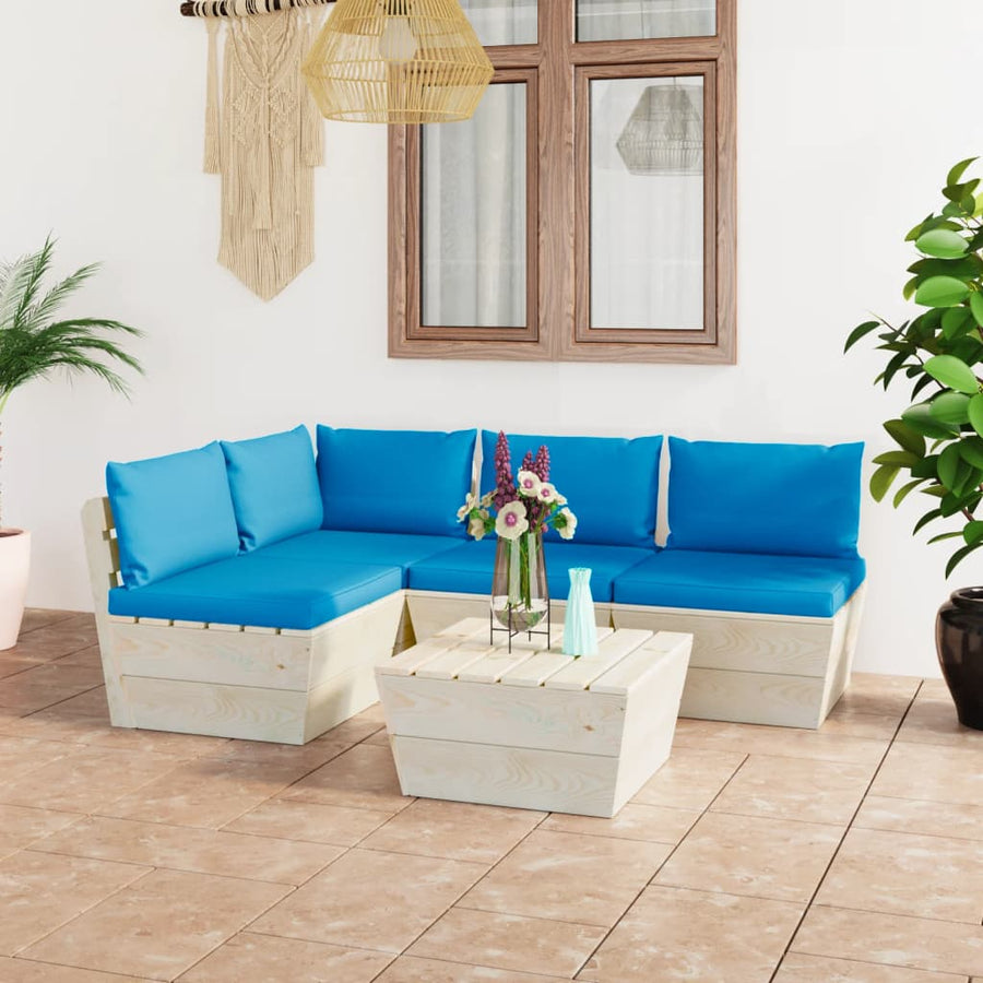 Set Mobilier Grădină Din Paleți Cu Perne, 5 Piese, Lemn Molid