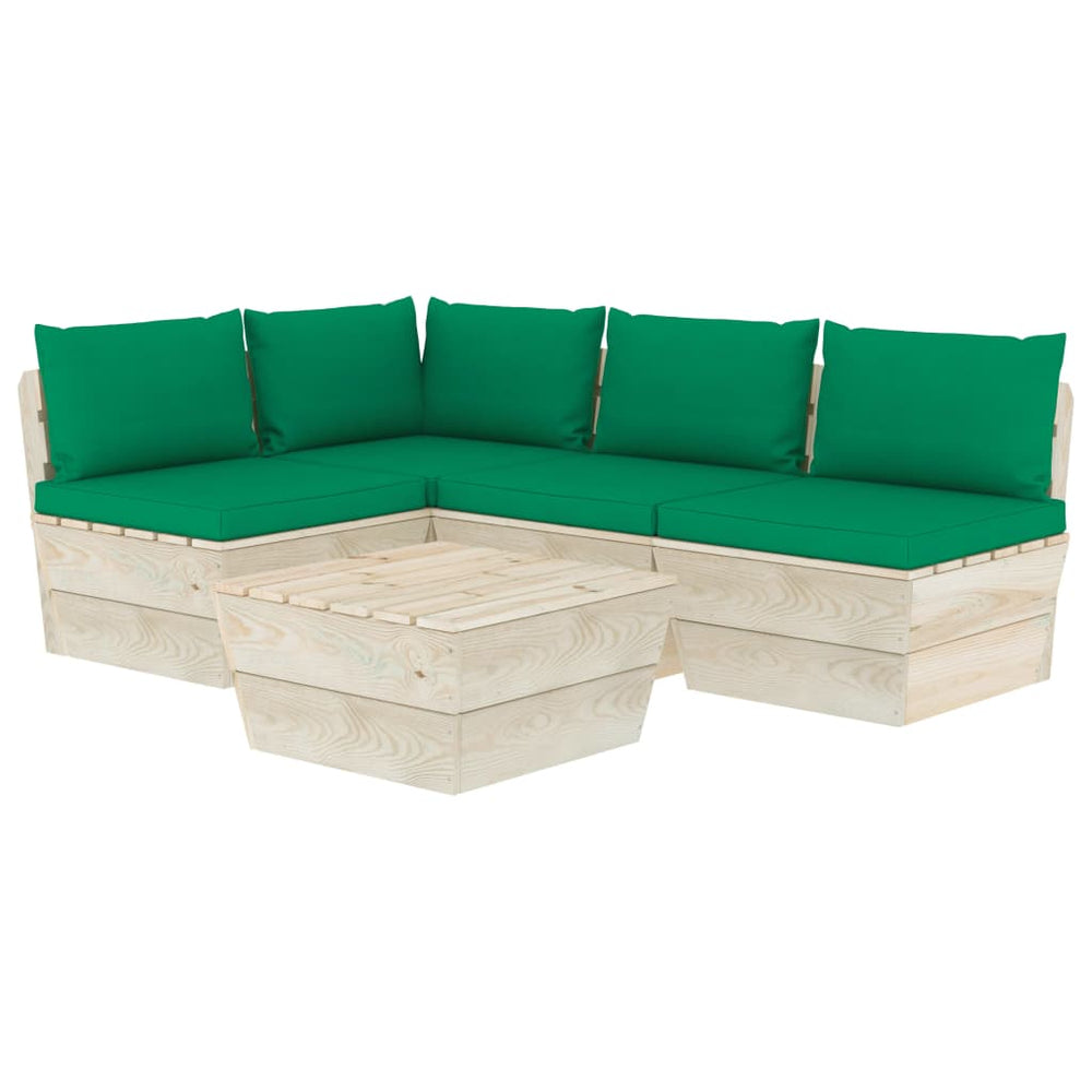 Set Mobilier Grădină Din Paleți Cu Perne, 5 Piese, Lemn Molid