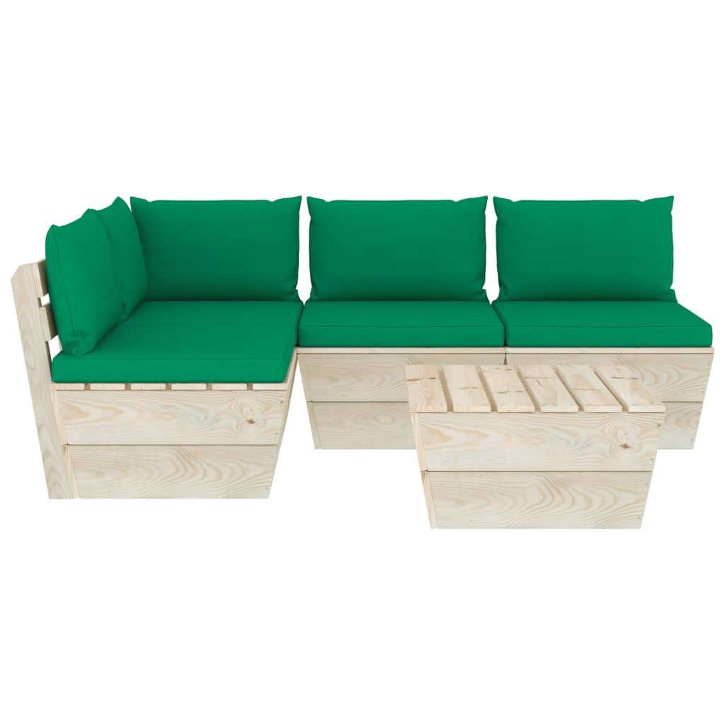 Set Mobilier Grădină Din Paleți Cu Perne, 5 Piese, Lemn Molid