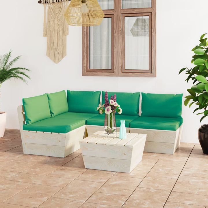 Set Mobilier Grădină Din Paleți Cu Perne, 5 Piese, Lemn Molid
