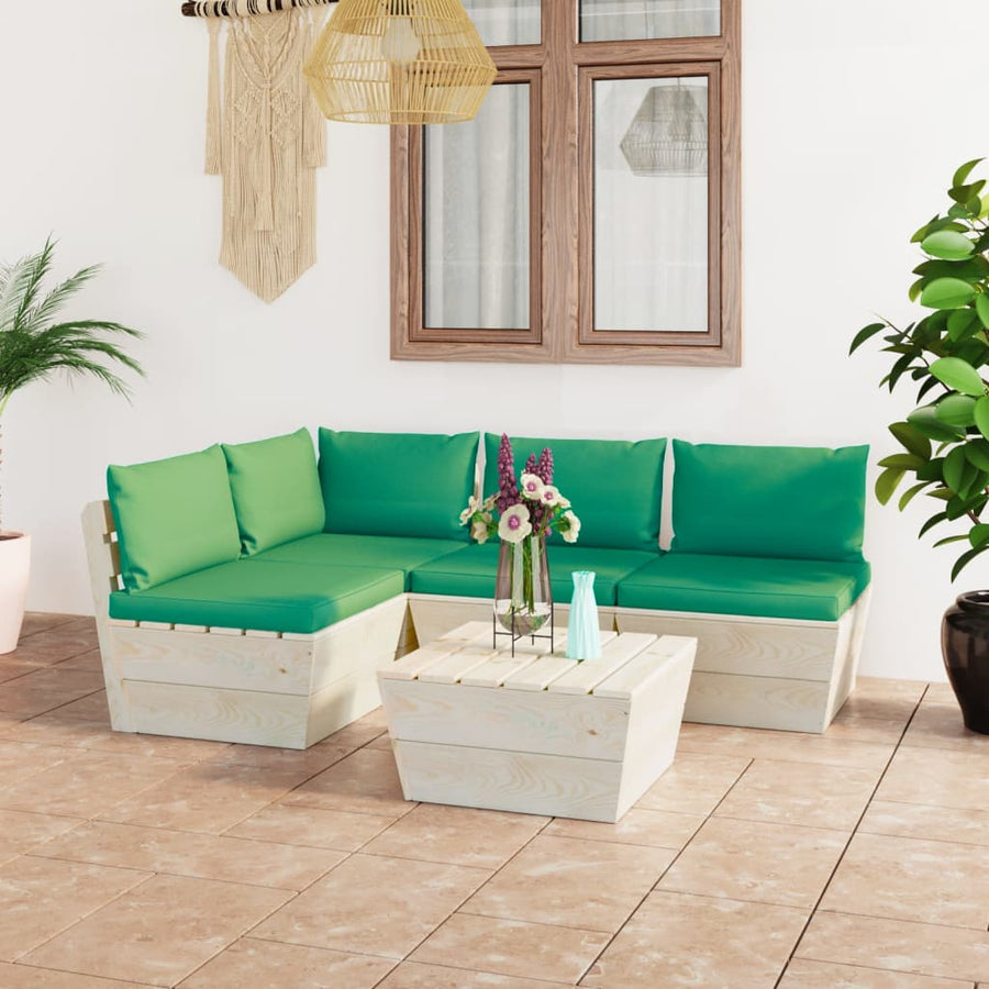 Set Mobilier Grădină Din Paleți Cu Perne, 5 Piese, Lemn Molid