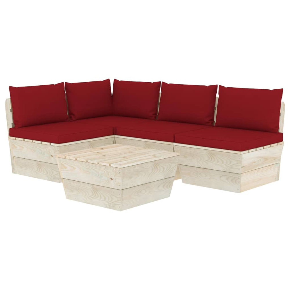 Set Mobilier Grădină Din Paleți Cu Perne, 5 Piese, Lemn Molid