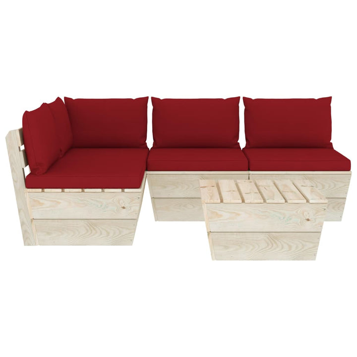 Set Mobilier Grădină Din Paleți Cu Perne, 5 Piese, Lemn Molid
